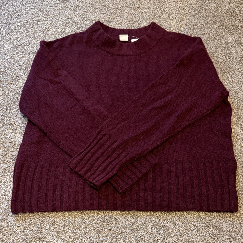 GAP Women's Deep Burgundy Crew Neck Sweater